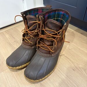 Brown Duck Boots with Plaid Lining